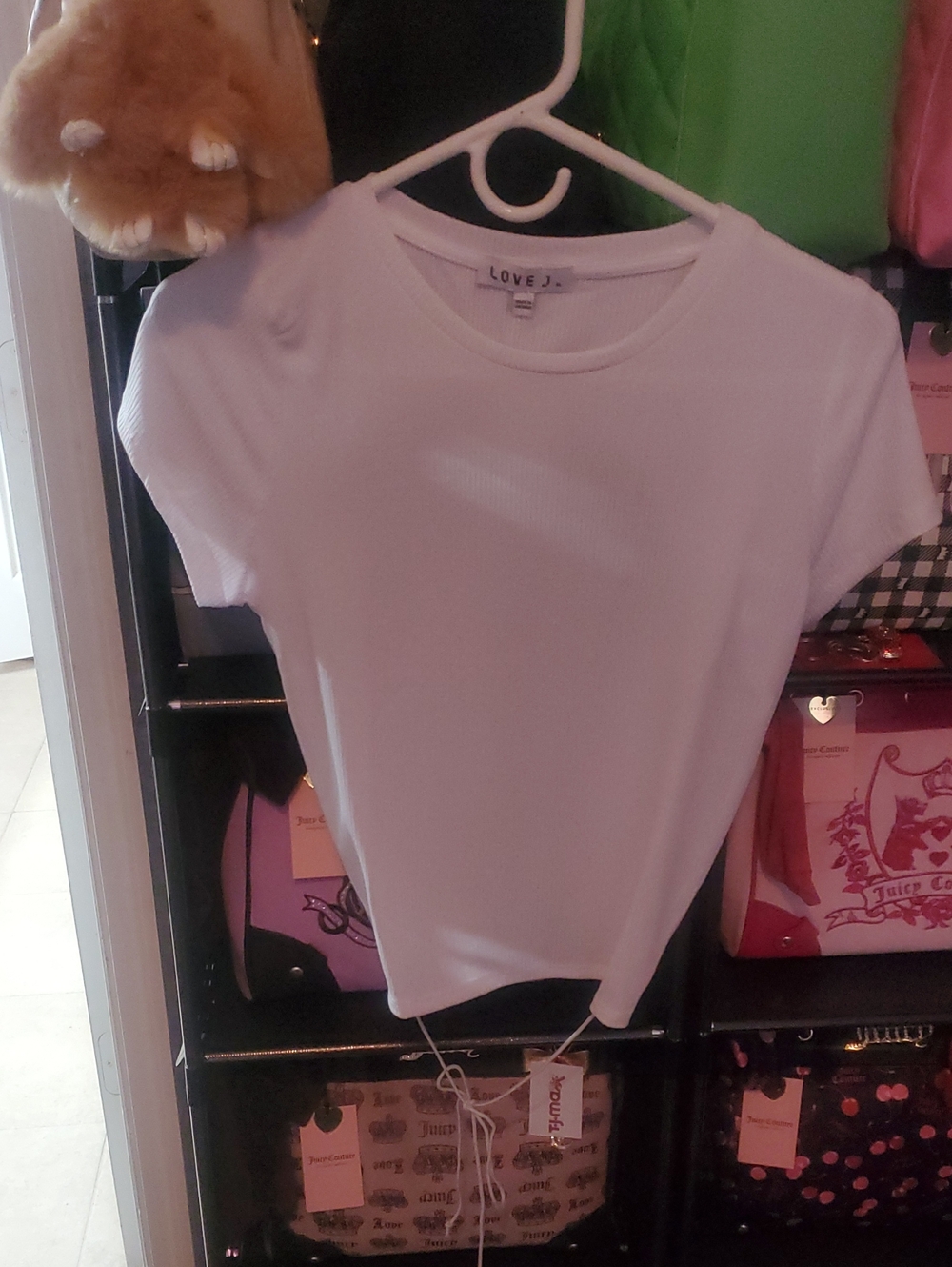 love J White Ribbed Crewneck Short Sleeve Tee